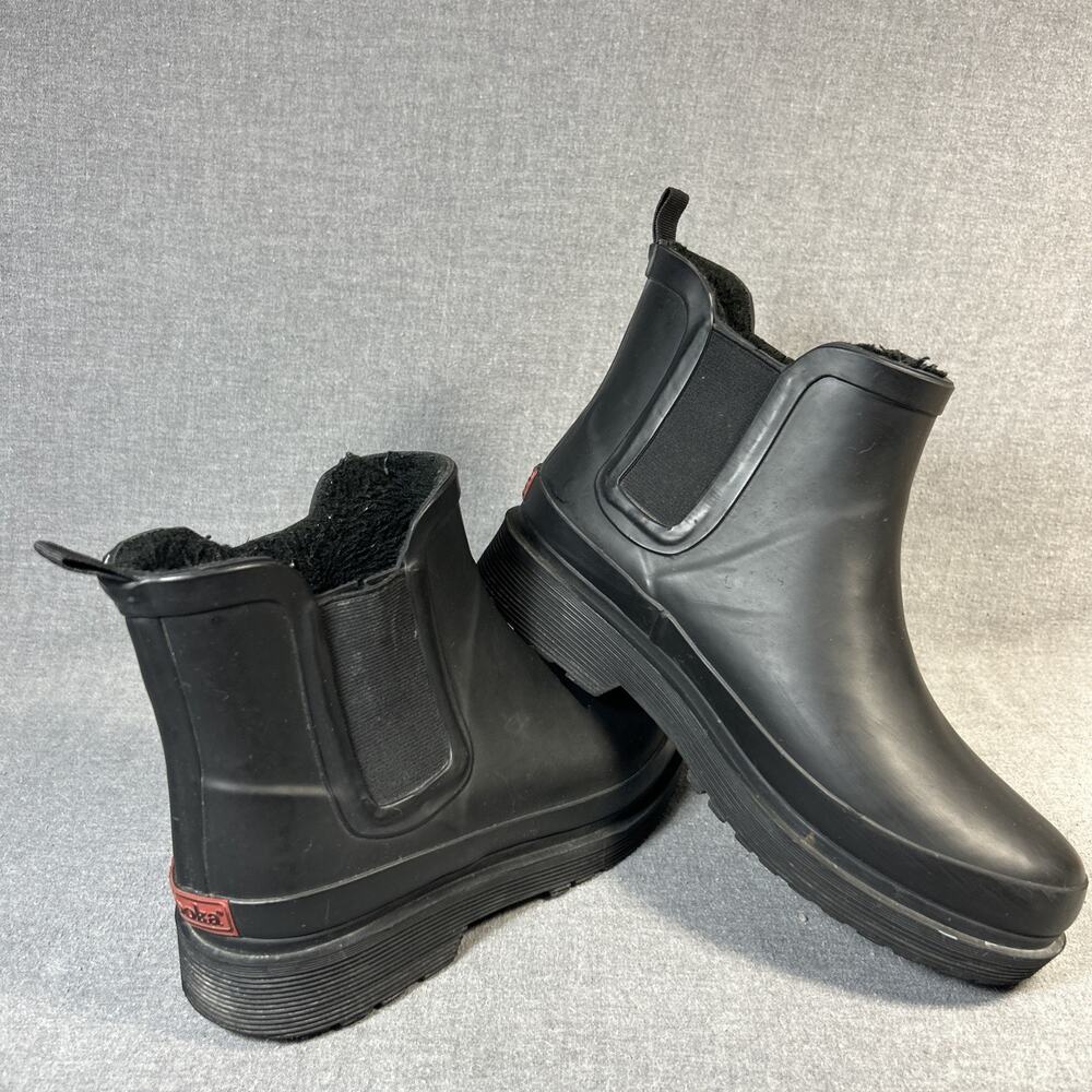 Chooka Rain Boots Womens 7 Black Waterproof Chelsea Ankle Pull On